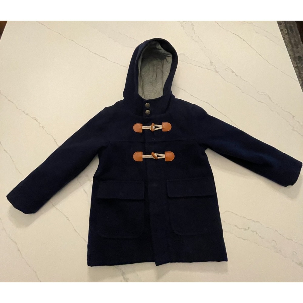 Cat & Jack Kids Extra Small Blue Hooded Toggle Coat Insulated Duffle Jacket Blue